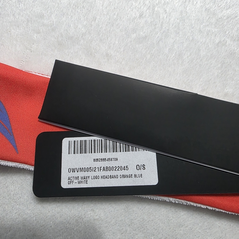 NWT Authentic Off White Active Wavy Logo Headband Orange Blue OS - Picture 3 of 9